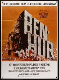 1h179 BEN-HUR French 1p R80s Charlton Heston, William Wyler classic religious epic!