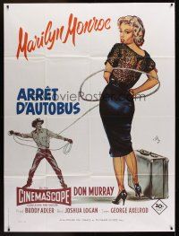 1h182 BUS STOP French 1p R80s great art of Don Murray roping sexy Marilyn Monroe by Geleng!