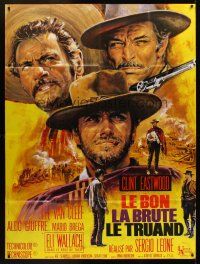 1h194 GOOD, THE BAD & THE UGLY French 1p R70s Clint Eastwood, Van Cleef, Leone, cool Mascii art!