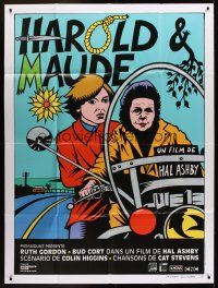 1h197 HAROLD & MAUDE French 1p R09 different art of Ruth Gordon & Bud Cort by Thierry Guitard!