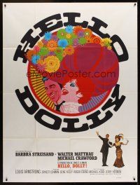 1h198 HELLO DOLLY French 1p '70 art of Barbra Streisand & Walter Matthau by Richard Amsel!