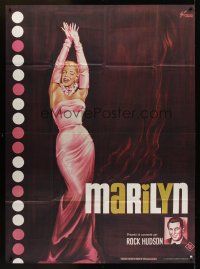 1h205 MARILYN French 1p R82 full-length art of sexy Monroe & Rock Hudson by Boris Grinsson!