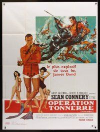 1h219 THUNDERBALL French 1p R80s art of Sean Connery as secret agent James Bond 007!