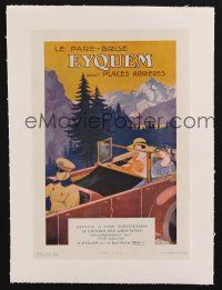 1h057 EYQUEM linen French 8x12 advertising poster '30s art of backseat windshield in fancy car!