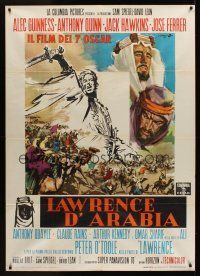 1h134 LAWRENCE OF ARABIA Italian 1p '63 David Lean classic, Peter O'Toole, art by Angelo Cesselon!