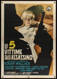 1h143 MYSTERIOUS MAGICIAN Italian 1p '64 Edgar Wallace, art of menaced girl by Sandro Symeoni!