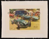 1h055 LOTUS & VANWALL linen 9x11 art print '58 cool Formula One car racing artwork by Wootton!