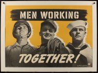 1h244 MEN WORKING TOGETHER WWII war poster '41 soldiers, sailors & factory workers do their part!