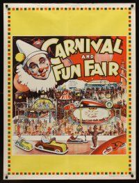 1j128 MAMMOTH CIRCUS: CARNIVAL & FUN FAIR circus poster '30s cool artwork of fun rides!