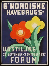 1j079 6' NORDISKE HAVEBRUGS Danish horticulture exhibition poster '37 colorful flower art!
