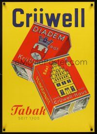 1j047 CRUWELL TABAK German cigarette advertising poster '50s artwork of cigarette tobacco tins!