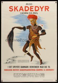 1j058 MOD SKADEDYR I KORN OG MEL Danish pest control poster '44 art of African native by Pratroig!