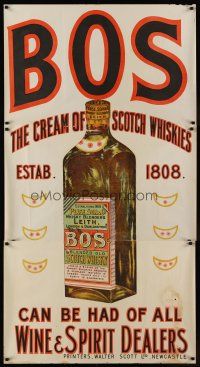 1j032 BOS English advertising poster '30s stone litho of a bottle of the cream of Scotch whiskies!