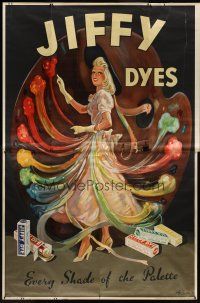 1j030 JIFFY DYES English 80x120 advertising poster '30s incredible colorful art by H.H. Harris!