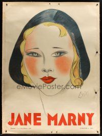 1j019 JANE MARNY linen French 1p '30 great portrait artwork of the actress by Jean Don!