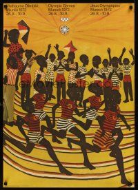 1j098 OLYMPIC GAMES MUNICH 1972 German sports poster '70 cool artwork of African runners!