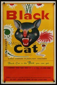 1j051 BLACK CAT FIRECRACKERS special 24x36 '70s really cool oversized label design!