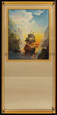 1j044 PORT OF DREAMS calendar sample '40s art of ship sailing into the sunset by H. Hadland!