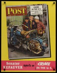 1j060 SATURDAY EVENING POST APRIL 7, 1951 special 22x38 '51 cool Dohanos art of boys & Harley!