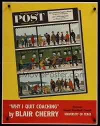 1j059 SATURDAY EVENING POST OCTOBER 20, 1951 special 22x28 '51 cool art of people waiting on train!