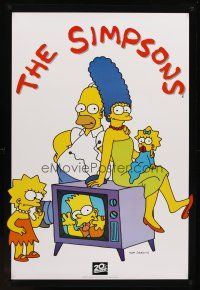 1j119 SIMPSONS vertical style TV poster '94 Matt Groening, cartoon artwork of TV's favorite family!