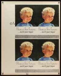 1j036 PROTECT HIS FUTURE uncut sheet of 4 WWII war posters '43 art of young boy by Earl Christy!