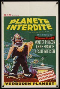 1k148 FORBIDDEN PLANET Belgian '56 great artwork of Robby the Robot carrying Anne Francis!