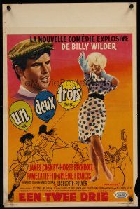 1k156 ONE, TWO, THREE Belgian '62 Billy Wilder, James Cagney, wacky Hirschfeld art of cast!