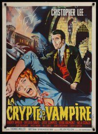 1k160 TERROR IN THE CRYPT French 23x32 '63 La cripta e l'incubo, horror art of Christopher Lee w/axe