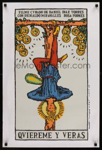 1k081 LOVE ME & YOU WILL SEE Cuban '95 wonderful Marzel silkscreen art of hanged Tarot card man!