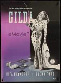 1k098 GILDA Danish '47 different gambling artwork & image of sexy Rita Hayworth by Benny Stilling!