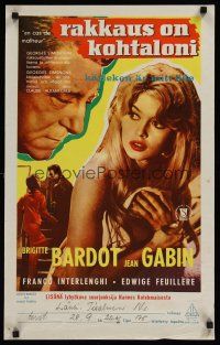 1k011 LOVE IS MY PROFESSION Finnish '58 Georges Simenon's En Cas de Malheur, sexy Brigitte Bardot!