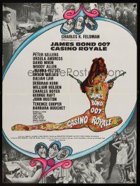 1k461 CASINO ROYALE French 23x32 '67 all-star Bond spy spoof, psychedelic art + photo montage!