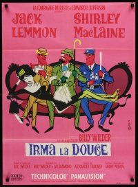 1k470 IRMA LA DOUCE French 23x32 '63 Billy Wilder, Jack Lemmon, great Mara art of Shirley MacLaine!