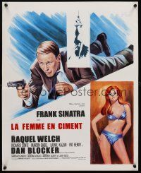 1k501 LADY IN CEMENT French 15x21 '69 Grinsson art of detective Frank Sinatra & sexy Raquel Welch!