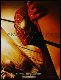 1k509 SPIDER-MAN teaser French 15x21 '02 Tobey Maguire w/WTC towers in eyes, Marvel Comics!