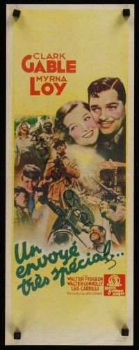 1k512 TOO HOT TO HANDLE French 10x25 '38 montage of Clark Gable with camera & pilot Myrna Loy!