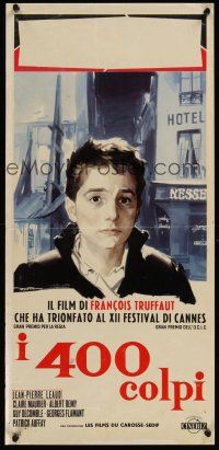 1k298 400 BLOWS Italian locandina '59 art of Jean-Pierre Leaud as Francois Truffaut by De Seta!