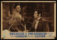1k289 PRIDE & PREJUDICE Italian 13x18 pbusta '49 Laurence Olivier & Frieda Inescort!