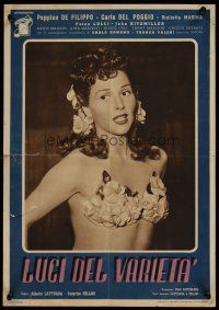 1k294 VARIETY LIGHTS Italian 13x18 pbusta '65 Fellini, image of nearly topless Carla Del Poggio!