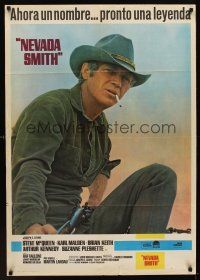 1k055 NEVADA SMITH Spanish '66 cool different image of cowboy Steve McQueen w/gun!