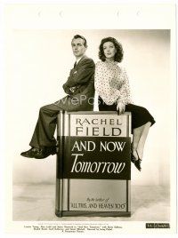 1m154 AND NOW TOMORROW candid 8x11 key book still '44 Alan Ladd & Loretta Young on giant title book!