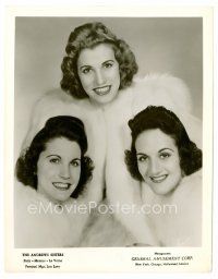 1m158 ANDREWS SISTERS 8x10.25 publicity still '40s LaVerne, Maxine & Patty wearing fur coats!