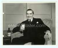 1m216 BELA LUGOSI 8x10 still '40s great seated portrait drinking a glass of Acme beer with bottle!