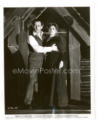 1m253 BRIDES OF DRACULA 8x10 still '60 Peter Cushing as Van Helsing holds sexy Yvonne Monlaur!