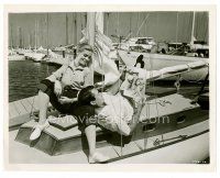 1m339 DESIGNING WOMAN 8x10 still '57 happy Lauren Bacall & Gregory Peck lounge on boat!