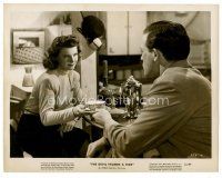1m341 DEVIL THUMBS A RIDE 8x10 still '47 BAD Lawrence Tierney having tea with pretty Nan Leslie!