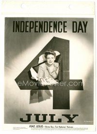 1m541 JOAN LESLIE 8x11 key book still '40s sexy actress breaks through Independence Day banner!