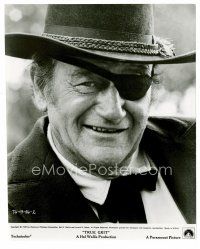 1m544 JOHN WAYNE 7.5x9.5 still '69 smiling close up with eyepatch from True Grit!