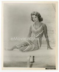 1m674 PATRICIA OWENS 8x10.25 still '60 full-length sitting on bench & wearing cool outfit!